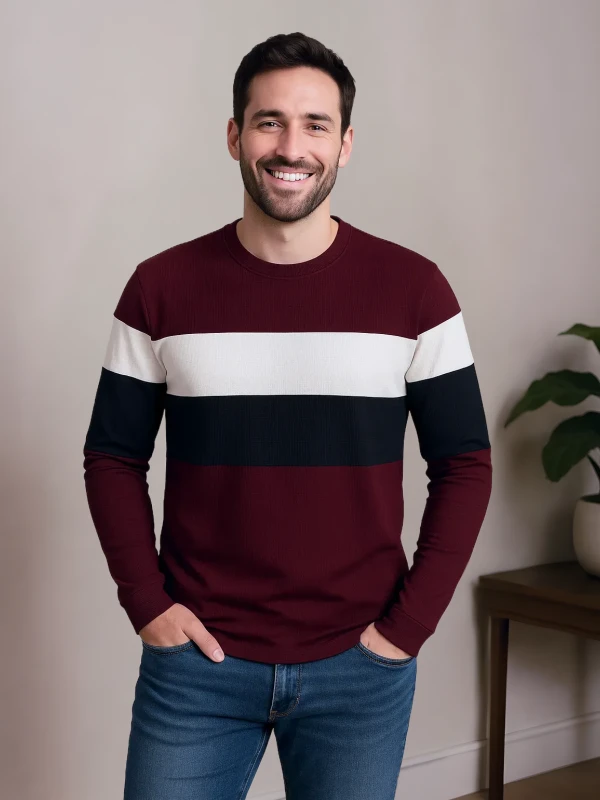 Maroon, White & Black Colorblock