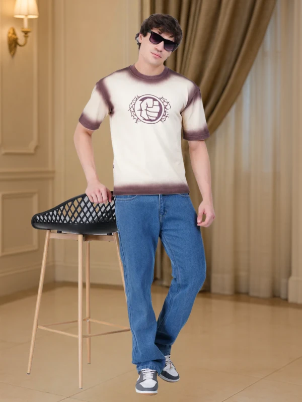 Cream & Maroon Ombre Graphic Tee