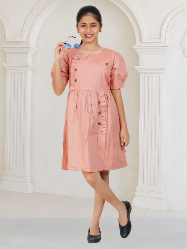 Peach Polka Dot Puff Sleeve