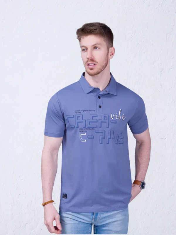 Blue Creative Vibe Polo T-Shirt