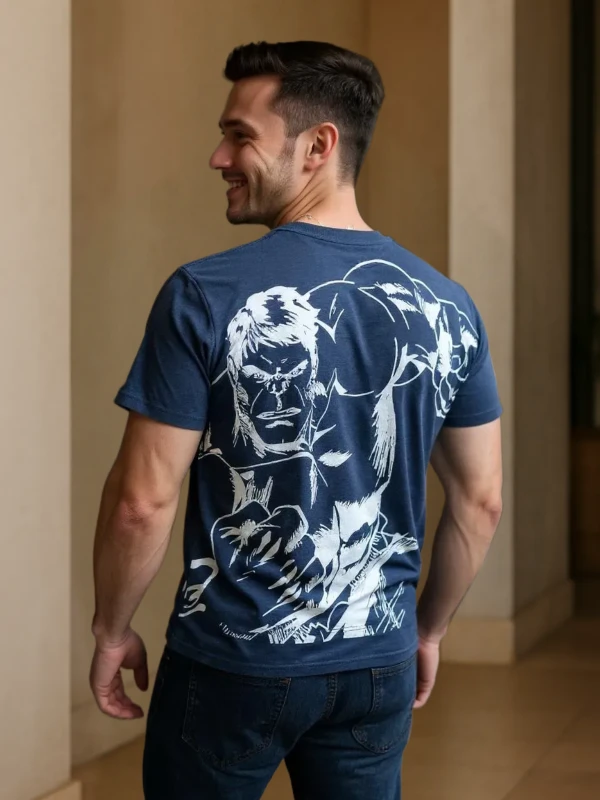 Navy Blue Graphic Hulk Backprint